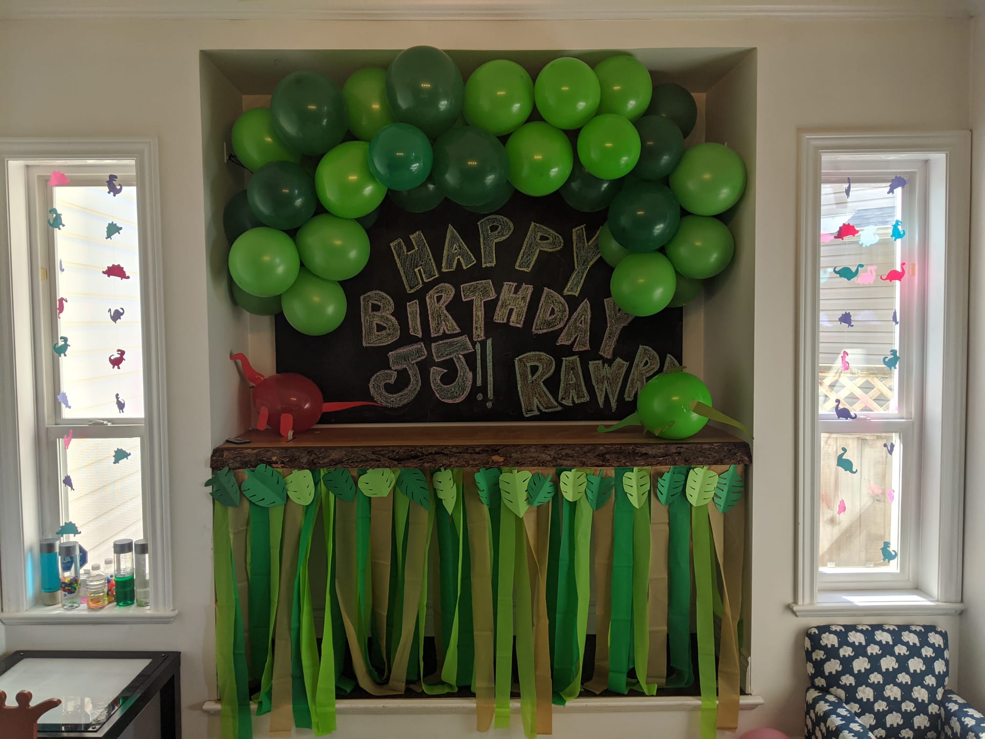 Happy child at party with balloons